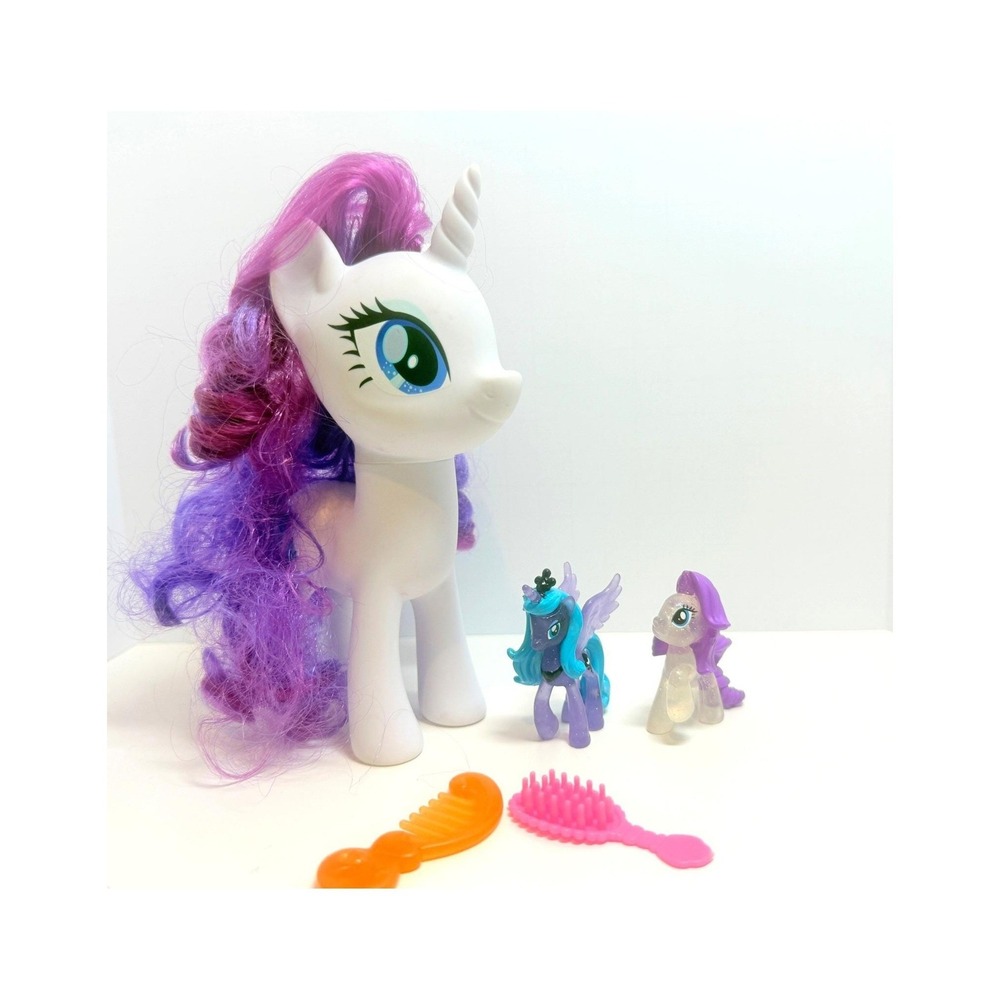 My Little Pony Figure Lot Rarity Princess Luna Translucent Glitter Brush Comb